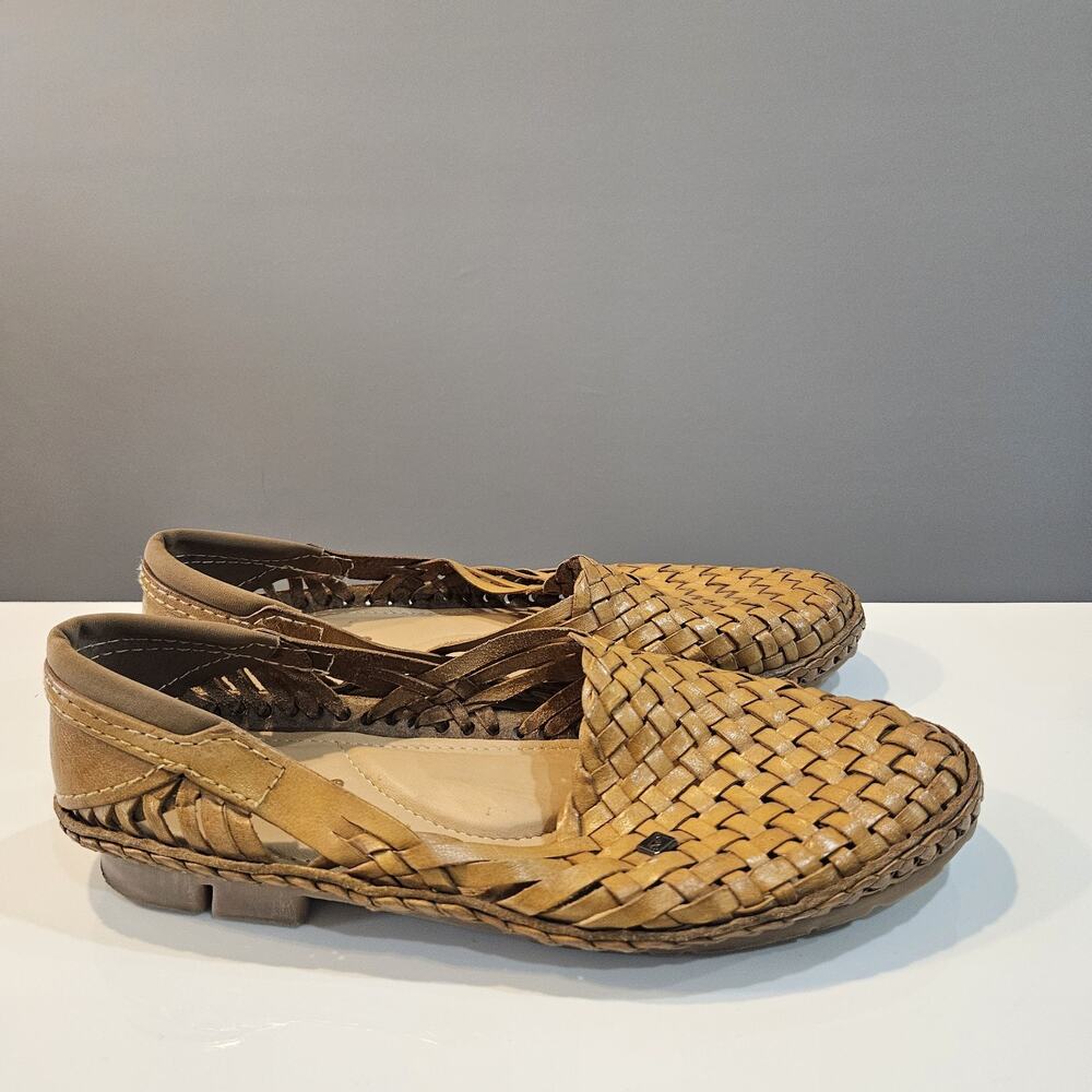 Desi Hangover Holas Woven Leather Flats Loafers Brown Slip-On Mens Size 8 READ